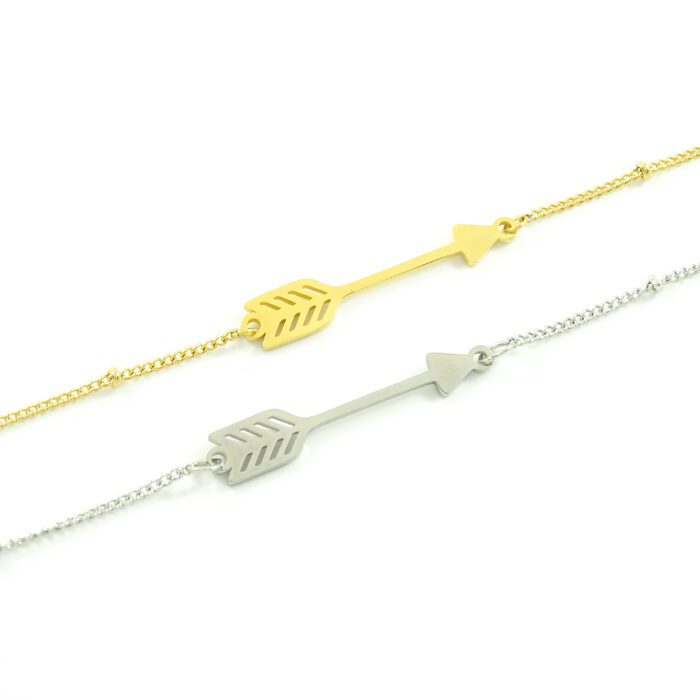 Armbandje met pijltje subtiel zilver goud stainless steel staal rvs arrow pijl armband