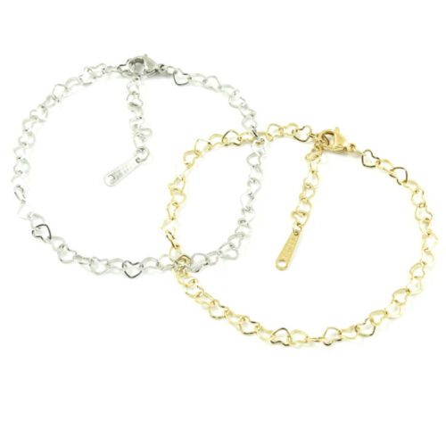 Armbandje met hartjes zilver goud