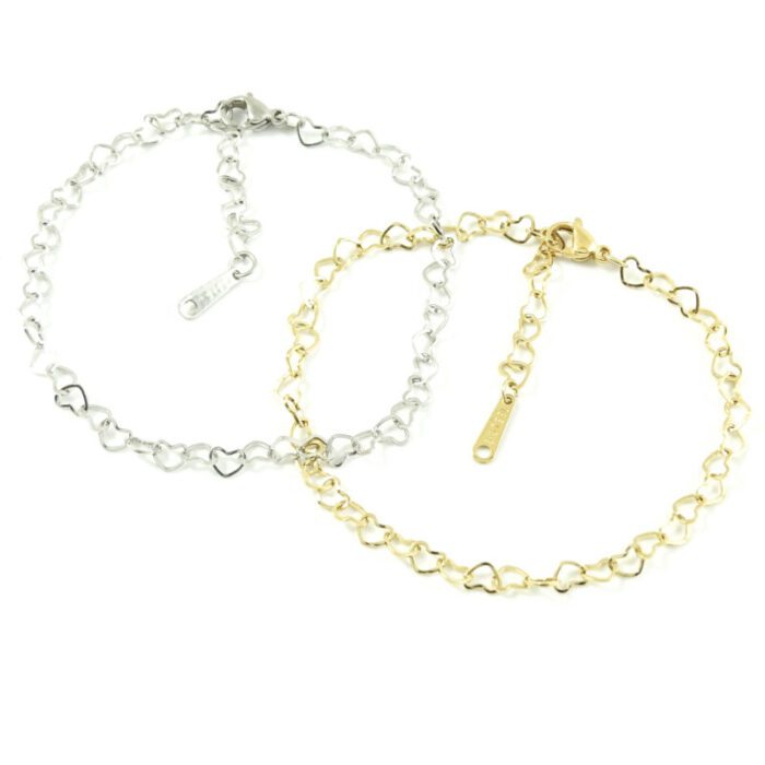Armbandje met hartjes zilver goud
