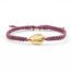 Geknoopt armbandje schelp goud & donker roze