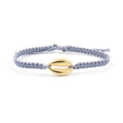 Geknoopt armbandje schelp goud & grijs
