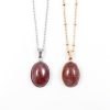 Ketting aardbeikwars edelsteen ovaal - zilver of goud stainless steel