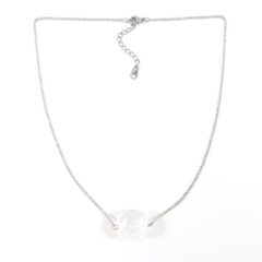 'Raw stone' ketting bergkristal zilver stainless steel
