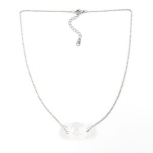 'Raw stone' ketting bergkristal zilver stainless steel