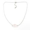 Raw stone ketting rozenkwarts zilver stainless steel
