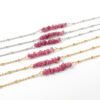 Armbandje rode toermalijn edelsteen zilver goud stainless steel
