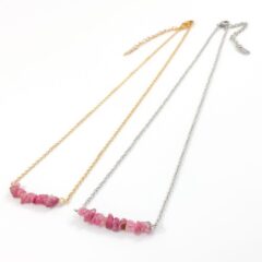 Ketting rode toermalijn zilver goud stainless steel edelsteen kettinkjes