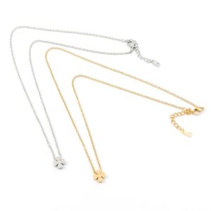 Ketting klavertje vier zilver of goud stainless steel kettinkje geluk