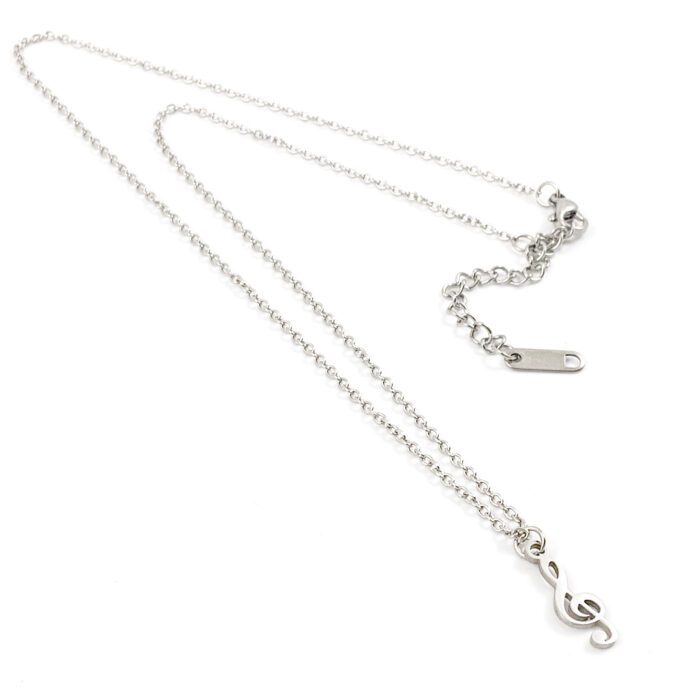 Ketting met g-sleutel zilver stainless steel - muziek ketting music