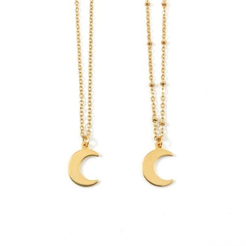 Ketting met maan goud stainless steel - kettinkje maan