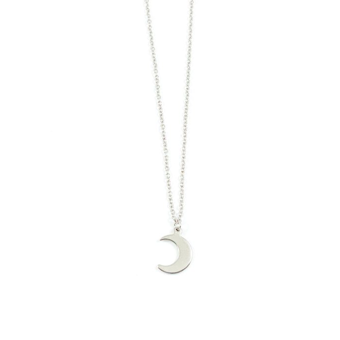 Ketting met maan zilver stainless steel