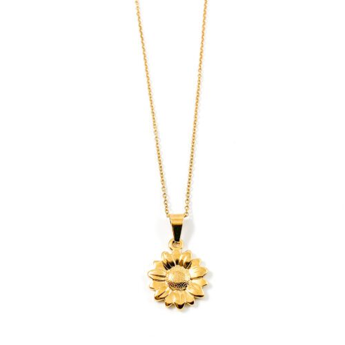 Ketting met zonnebloem goud stainless steel