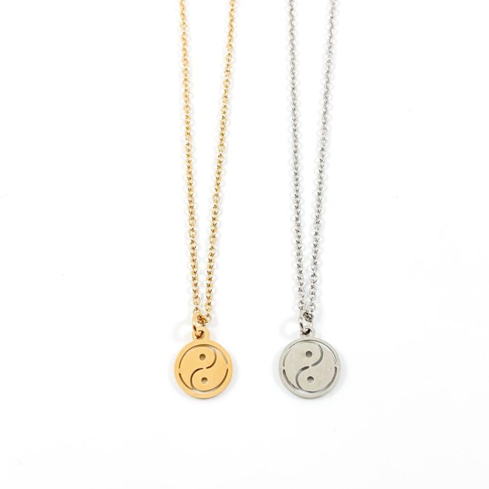 Ketting yin yang zilver of goud stainless steel