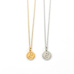 Ketting yin yang zilver of goud stainless steel