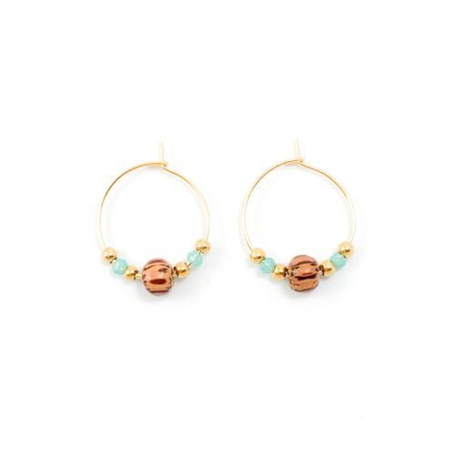 Beaded hoop oorbellen goud - tropical treasure - 20 mm