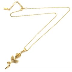 Ketting met roos goud stainless steel
