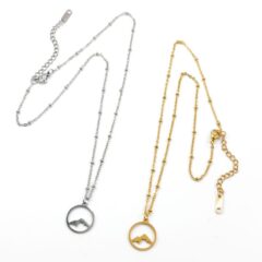Ketting 'mountains' zilver of goud stainless steel - kettinkje bergen