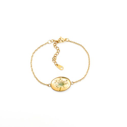 Armband met droogbloemen goud stainless steel - 1.1
