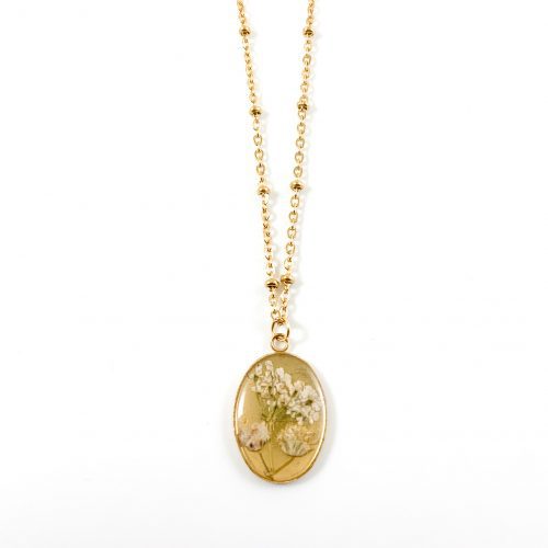 Ketting met droogbloemen goud stainless steel - 1.3
