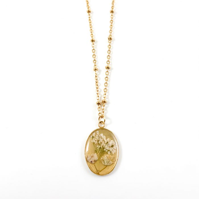 Ketting met droogbloemen goud stainless steel - 1.3