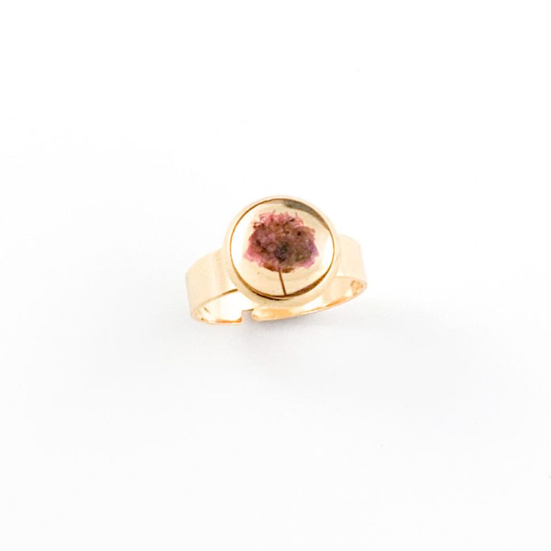Ring met droogbloemen goud stainless steel - 1.1