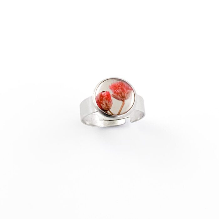 Ring met droogbloemen zilver stainless steel - 1.2