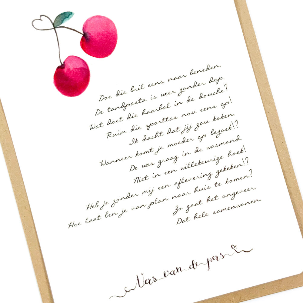 Heerlijk met de klok mee Rudyard Kipling Wenskaart met gedicht "Samenwonen" kaart • Embrace Bijoux