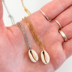 Ketting cowrie schelpje zilver of goud staniless steel kauri kettinkje