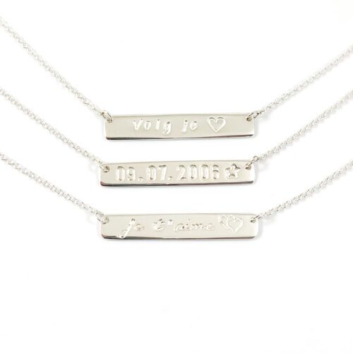 Ketting met tekst naam of datum - 925 zilver