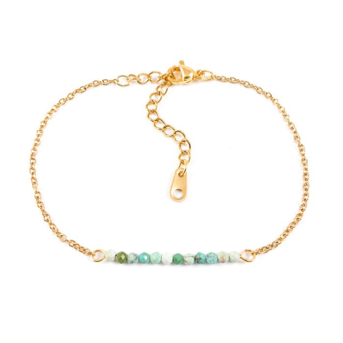 Armbandje turquoise edelsteen kralen - goud of stainless steel