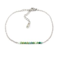 Armbandje turquoise edelsteen kralen - zilver stainless steel