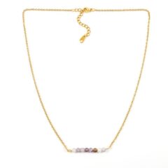 Ketting amethist edelsteen kralen zilver goud stainless steel kettinkje