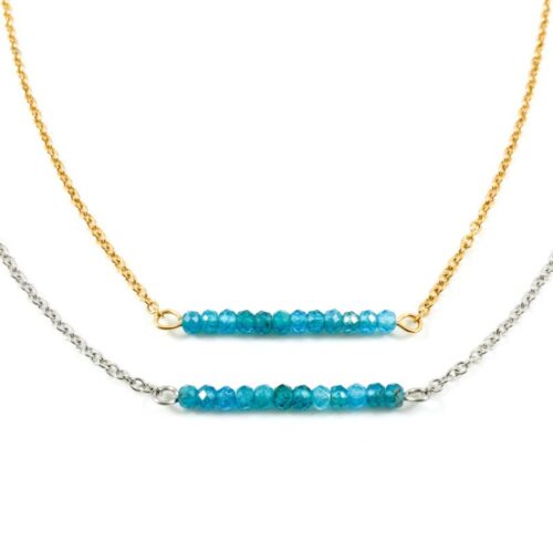 Ketting apatiet edelsteen kralen zilver goud kettinkje blauwe edelsteen kraaltje