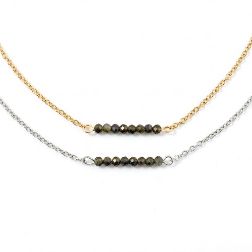 Ketting goud obsidiaan edelsteen kralen - goud of zilver stainless steel