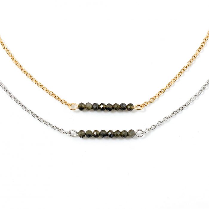 Ketting goud obsidiaan edelsteen kralen - goud of zilver stainless steel