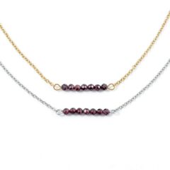 Ketting granaat edelsteen kralen - goud of zilver stainless steel