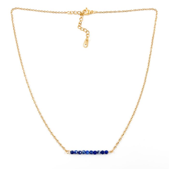 Ketting lapis lazuli edelsteen kralen zilver goud stainless steel kettinkje