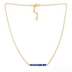 Ketting lapis lazuli edelsteen kralen zilver goud stainless steel kettinkje