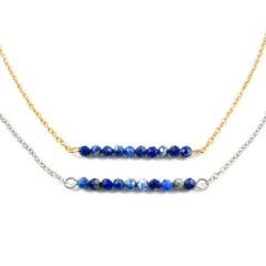 Ketting lapis lazuli edelsteen kralen zilver goud stainless steel kettinkje