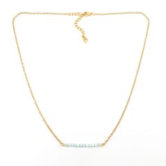 Ketting larimar edelsteen kralen zilver goud kettinkje licht blauwe kraaltjes