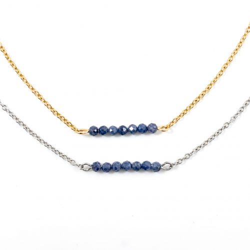 Ketting met saffier edelsteen kralen - goud of zilver stainless steel