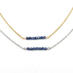 Ketting met saffier edelsteen kralen - goud of zilver stainless steel
