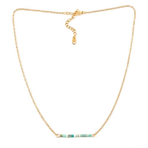 Ketting turquoise edelsteen kralen zilver goud kettinkje blauwe kraaltjes