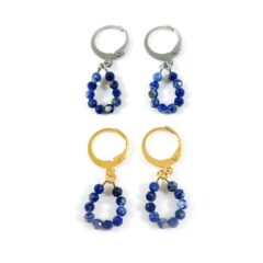 Oorbellen lapis lazuli edelsteen kralen zilver goud stainless steel