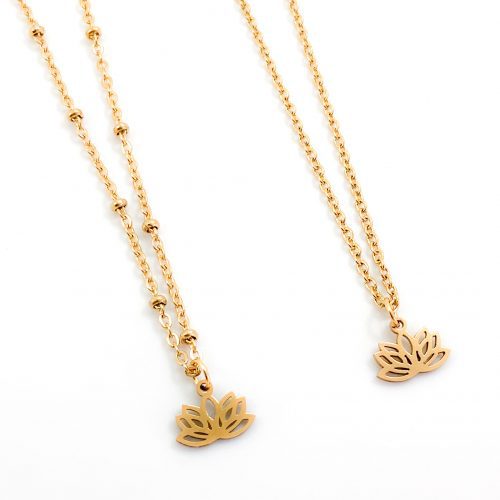 Ketting met lotusbloem goud stainless steel gouden lotus kettinkje