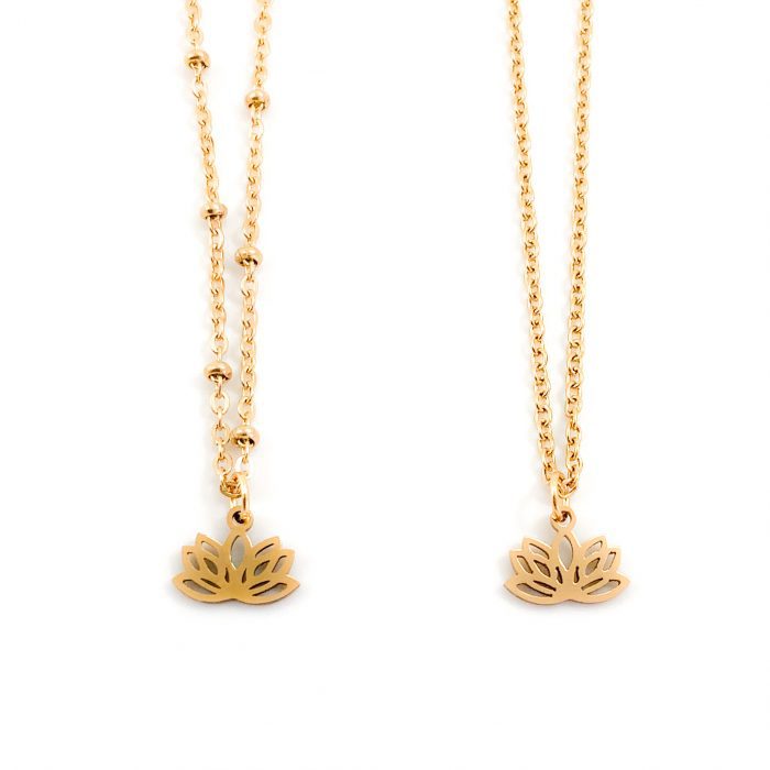 Ketting met lotusbloem goud stainless steel yoga kettinkje lotus bloem