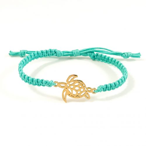 Turtle bracelet turquoise & gold - armbandje met schildpad goud