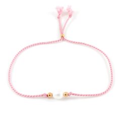 Parel armbandje - roze & goud - subtiel zoetwater parel armbandje