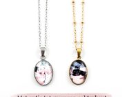 Ketting met foto ovaal - met gravure achterkant mogelijk - zilver of goud stainless steel foto kettinkje gegraveerd met tekst naam datum aan de achterkant van de hanger