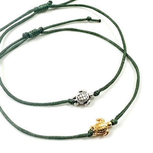 Armbandje met schildpad zilver of goud plated